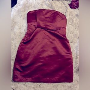 Tobi red strapless cocktail dress.